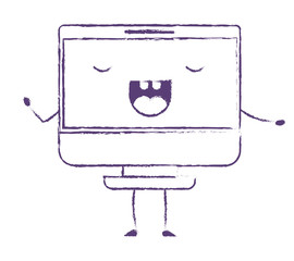 computer display kawaii character vector illustration design