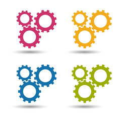 Zahnräder - Teamwork Konzept - Bunte Vektor Illustration - Freigestellt auf weißem Hintergrund