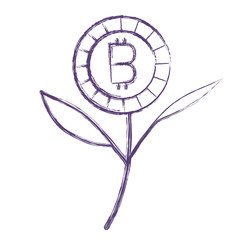 plant with bitcoins icon vector illustration design