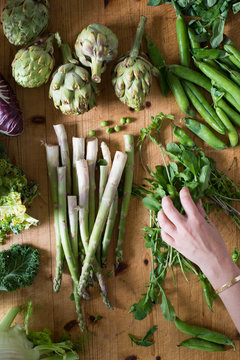Vegetables on wooden background