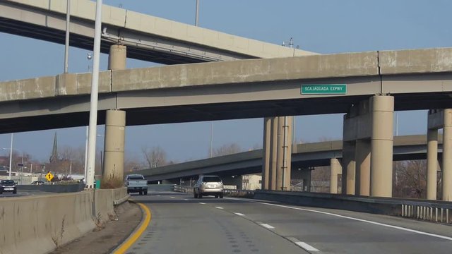 Driving On Highway Under Bridges - Slide Forward