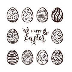 Set of Easter eggs and lettering