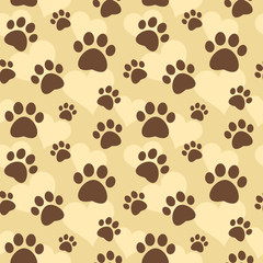 Seamless pattern with paw prints