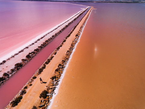 Aerial shoot of salt lake