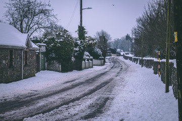 Roads barely usable in the aftermath of Storm Emma, also known as the Beast from the East, which hit Ireland at the start of March: a lot of slush created by all the snow melting.