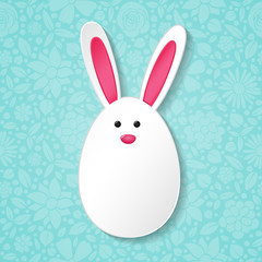 Funny Easter egg with ears - backgroun with copyspace. Vector.