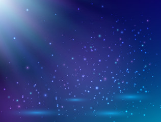 Blue magic light background. Magic background. Vector illustration