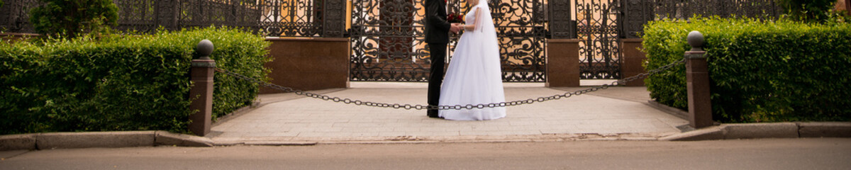 Bride and groom on wedding day