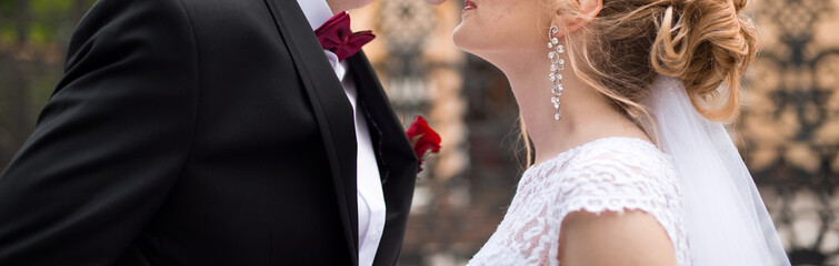 Bride and groom on wedding day