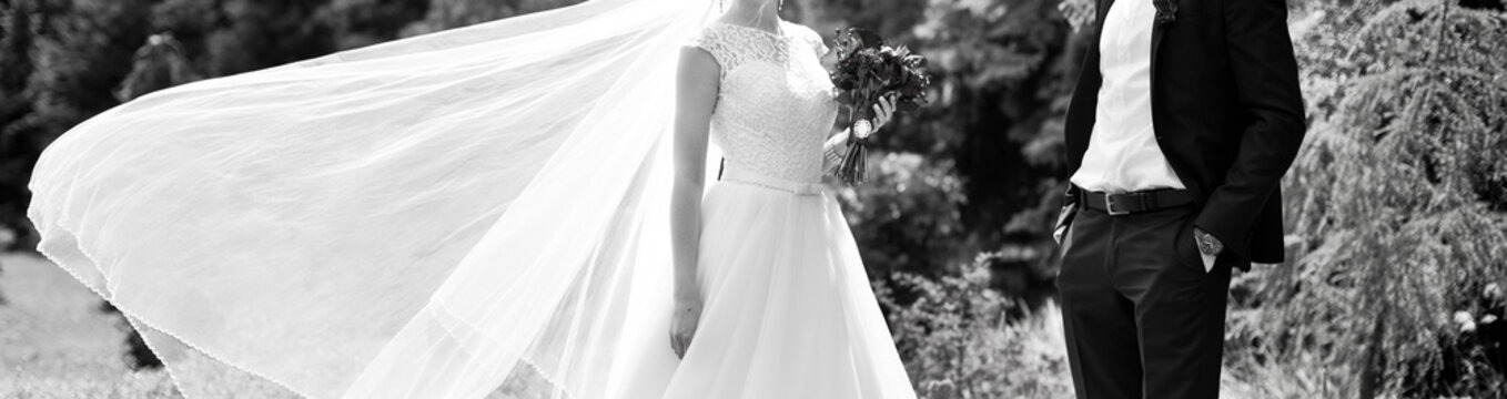 Bride and groom on wedding day
