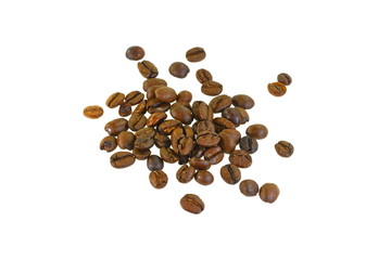 Coffee beans isolated on white background close up