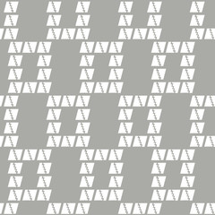 Abstract geometric plaid seamless vector pattern of triangle with jagged edge and wavy lines on grey background