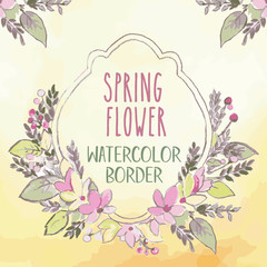 Floral border watercolor illustration