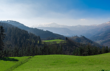 Fototapeta na wymiar Typical Basque landscape of its valleys