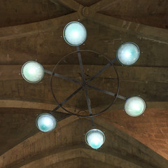 Chandelier at ceiling of Poblet Monastery, in Catalonia, Spain