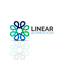 Abstract flower or star, linear thin line icon. Minimalistic business geometric shape symbol created with line segments