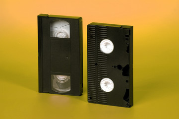 Obraz premium video tape on yellow background