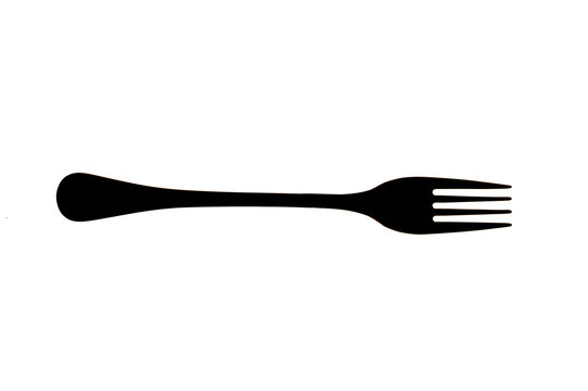  silhouette of a fork on white