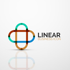 Abstract flower or star minimalistic linear icon, thin line geometric flat symbol for business icon design, abstract button or emblem