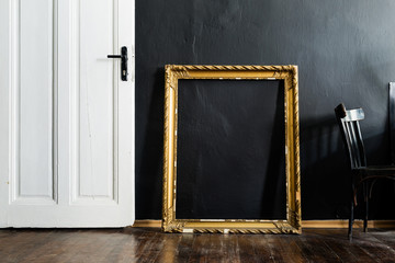 Door and frame in black interior