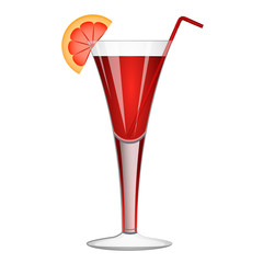 Red cocktail with an orange slice