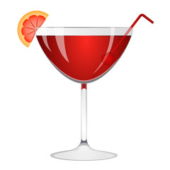 Red cocktail with an orange slice