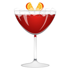 Red cocktail with orange slices