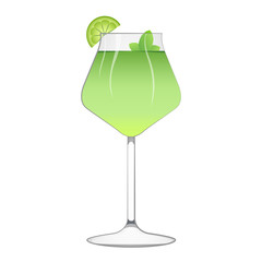 Green cocktail with a lemon slice