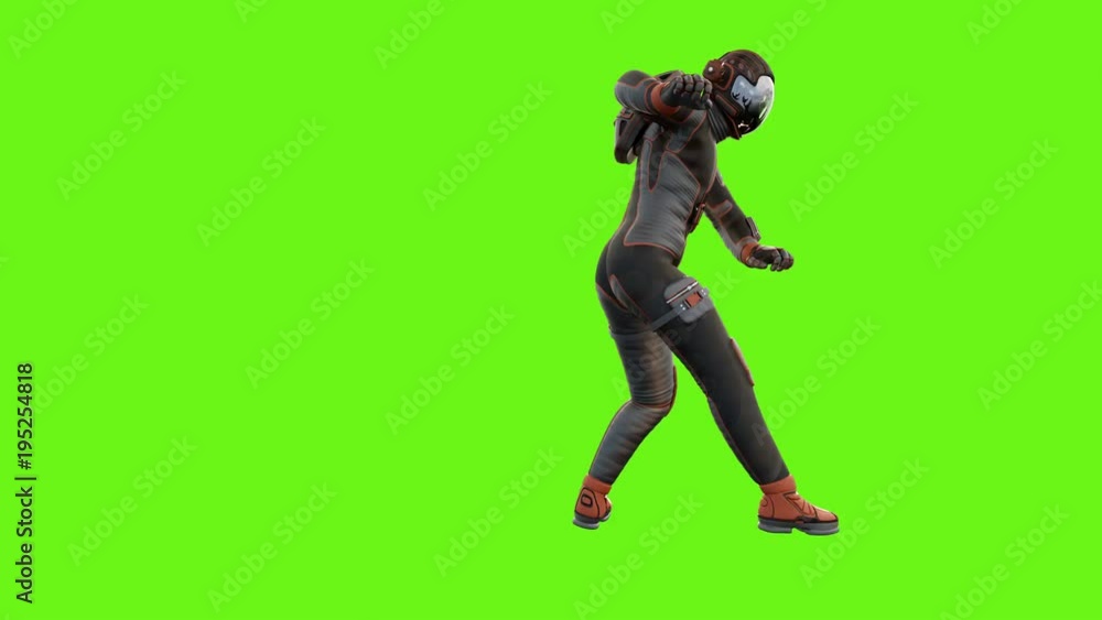 Canvas Prints sci fi man fights. loopable animation on green screen. 4k.
