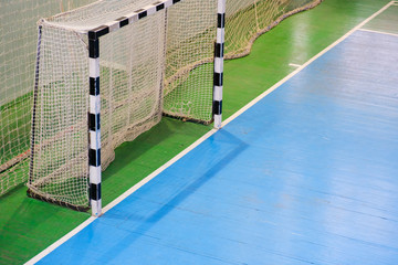 Football field, Futsal ball field in the gym indoor, Soccer sport field