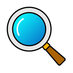 検索アイコン水色レンズ白背景のベクターイラスト