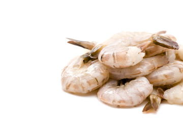 Fototapeta na wymiar Raw Jumbo Shrimp on a White Background