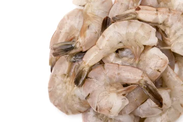 Foto auf Alu-Dibond Raw Jumbo Shrimp on a White Background © pamela_d_mcadams
