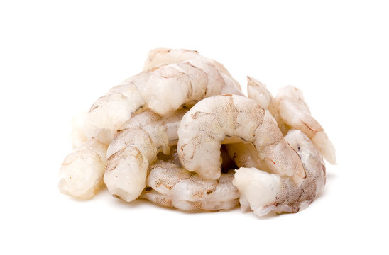 Raw Jumbo Shrimp on a White Background