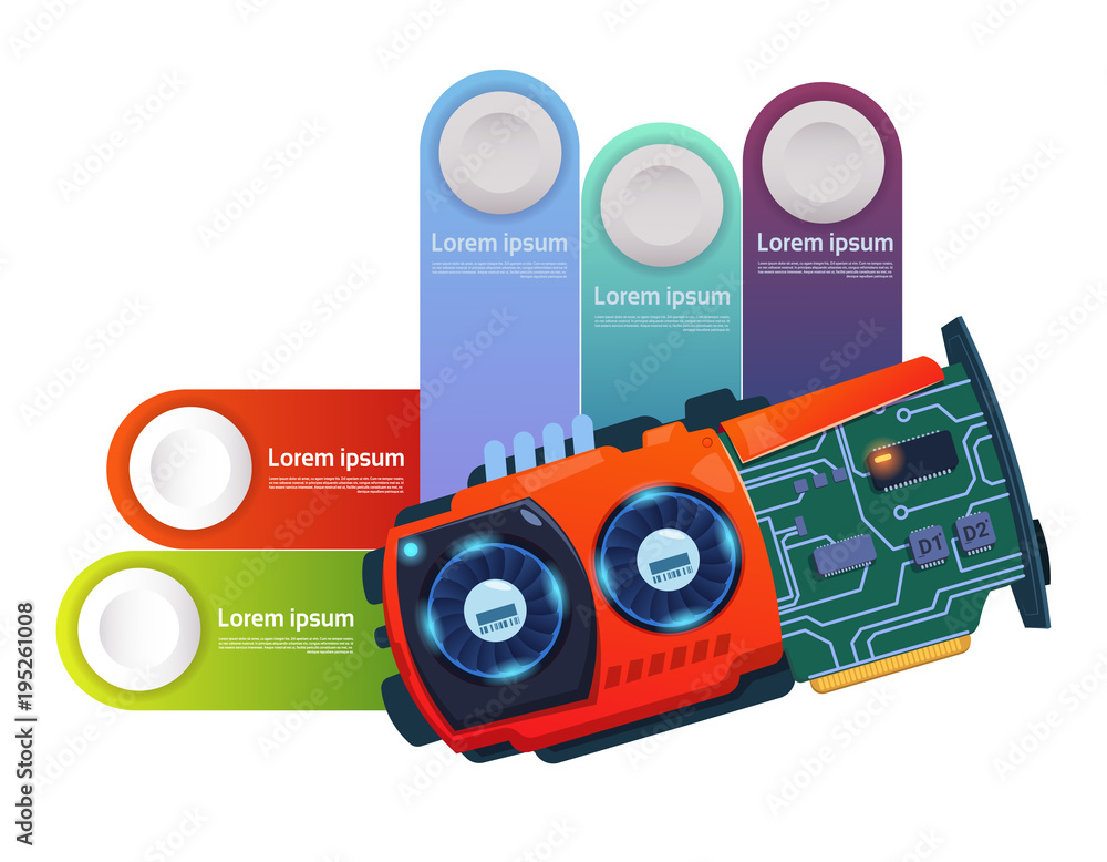 Poster template infographic elements with circuit chip modern technology presentation concept flat vector i