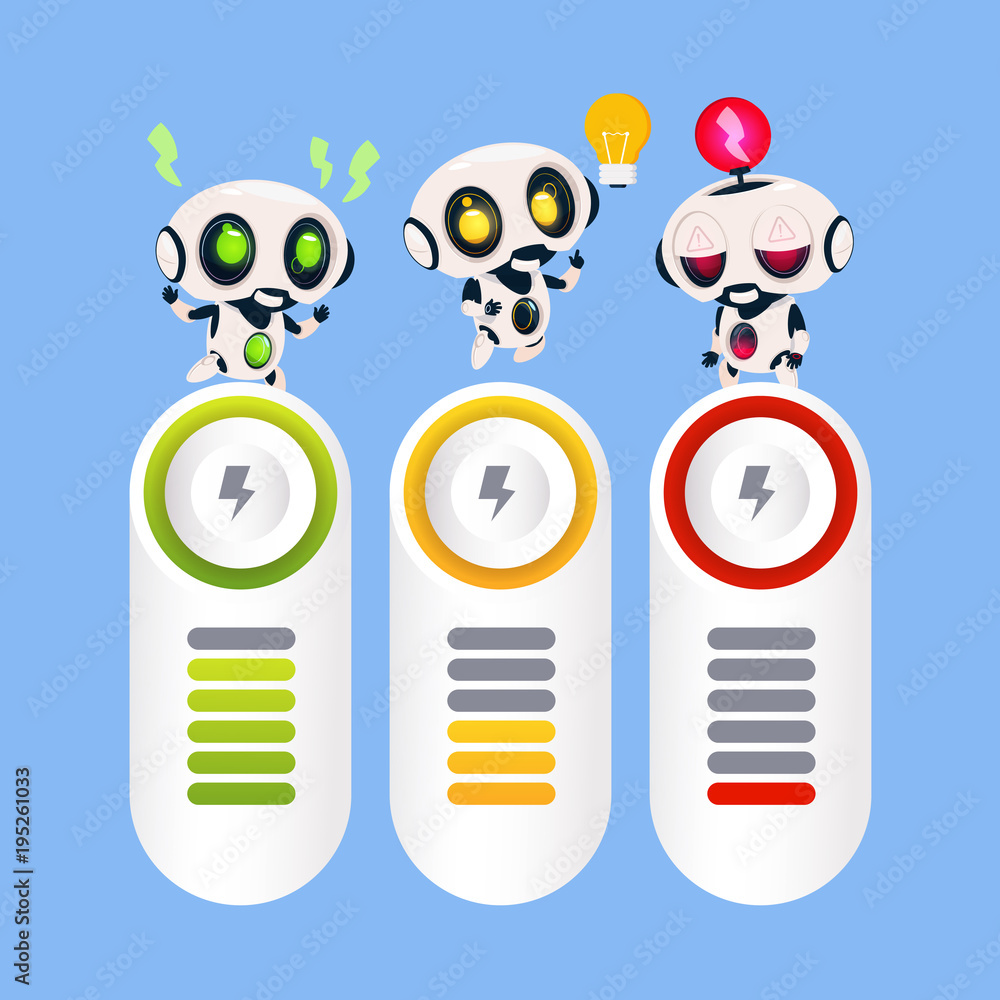 Poster set of robots template infographic elements for modern robotics technology presentation artificial i