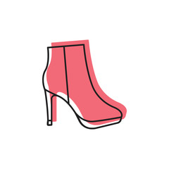 Womans boot icon, doodle style