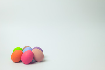 Fototapeta na wymiar Easter eggs multicolor with white background.