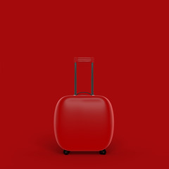Travel suitcase red color minimal concept