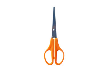 Isolated orange scissors on white background