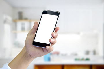 Close-up of businessman hands holding smartphone.