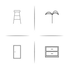 Furniture simple linear icon set.Simple outline icons