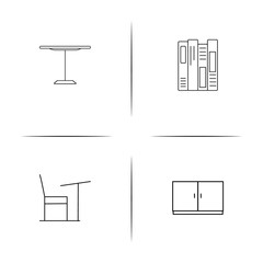 Furniture simple linear icon set.Simple outline icons