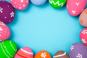 Easter eggs on the sky background.