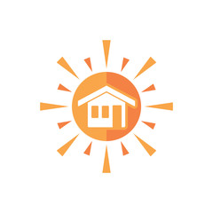 House Sun Logo Icon Design
