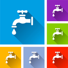 faucet icons with long shadow