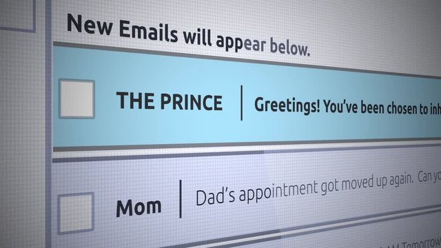 Generic Email New Inbox Message - Online Prince scam