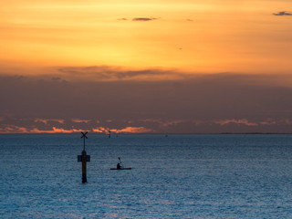 Kayaking on Port Phillip Bay at sunset.