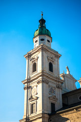 Fototapeta na wymiar A church spire in Austria