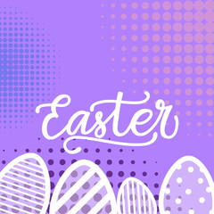 Happy Easter Background Hand Drawing Greeting Card Holiday Lettering Calligraphy Concept Vector Illustration